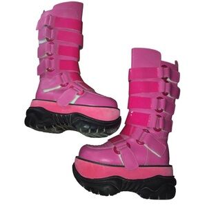 NEPTUNE 310 UV Cyber Combat Demonia Womens Hot Pink and Black High Top Boots
